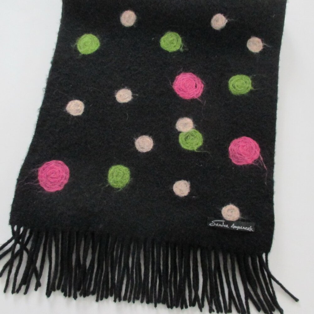 Needle Felted Wool Scarf Polka Dots Sandra Angelozzi